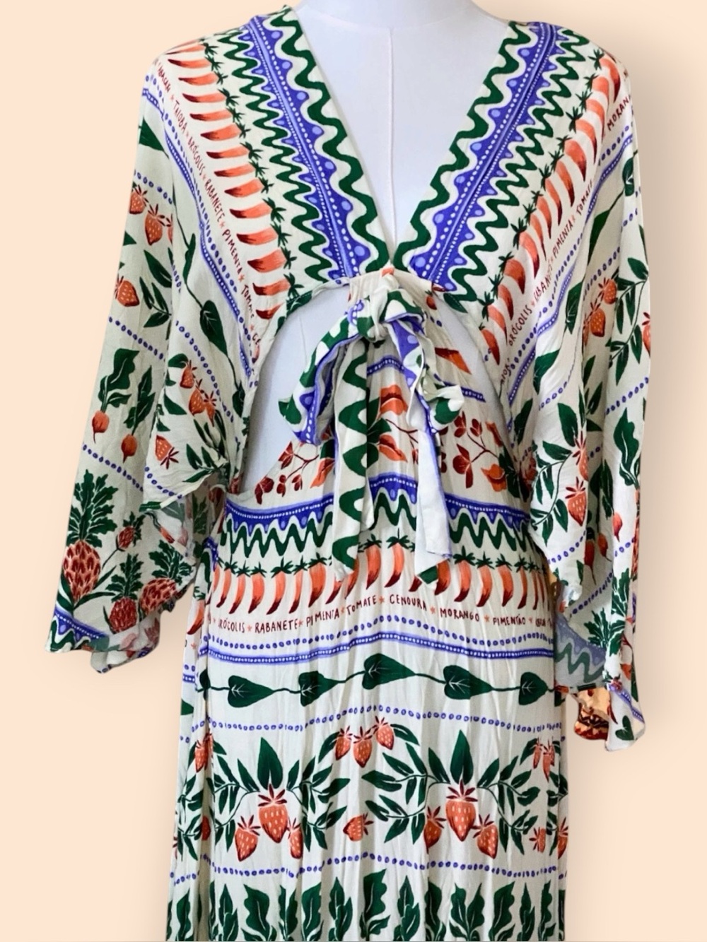 FARM Rio V-Neckline Kaftan Maxi Cutouts Dress Size Small - Picture 8 of 14
